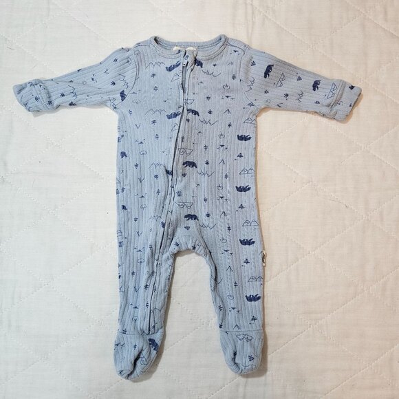 Baby Boy Footed Pajamas Sleepers Size 0-3M Lot of 6 Zippered Animal Prints - Picture 6 of 14